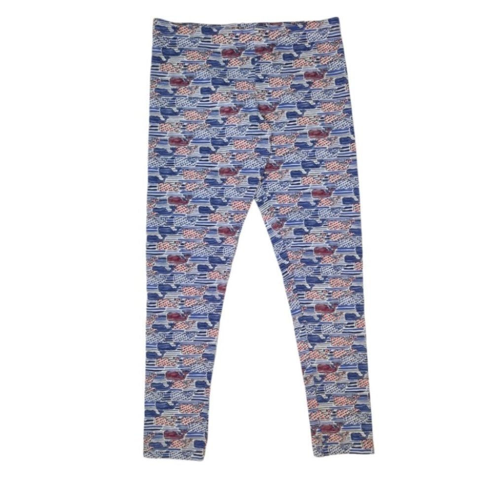 Vineyard Vines Stars and Stripes American Patriotic Whale Cotton Leggings XL